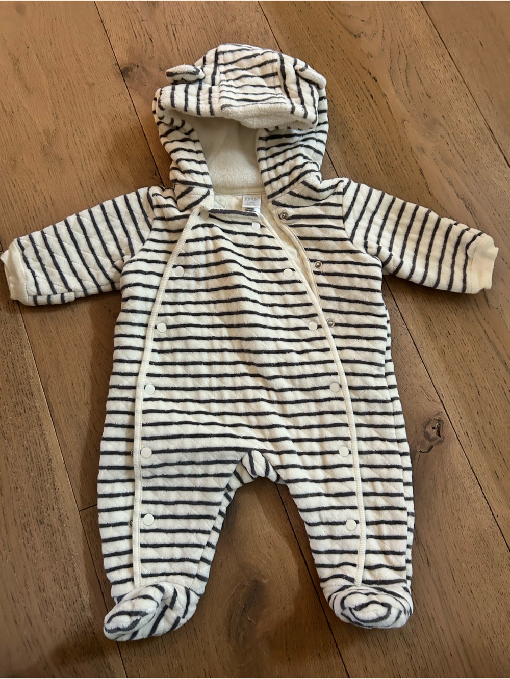 Nordstrom Baby Striped Hooded Baby Romper snowsuit for cold weather